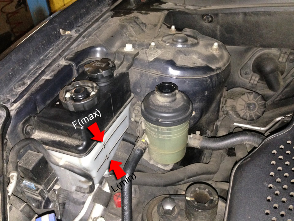 Метки уровня антифриза на Hyundai santa Fe CM 2006-2012