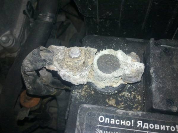 Окислившаяся клемма аккумулятора Toyota RAV4