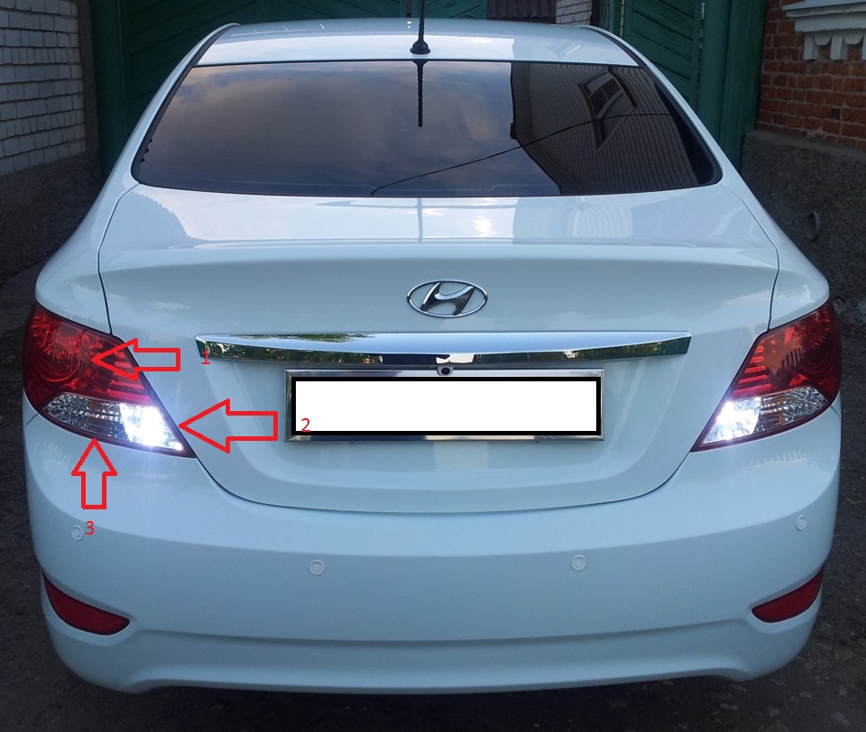 Задние фары, лампы Hyundai Solaris