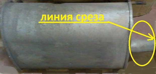 Линия среза под насадку глушителя Nissan Primera