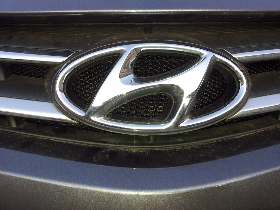 Сетка на верхнюю решетку бампера на автомобиле Hyundai Solaris 2010-2016